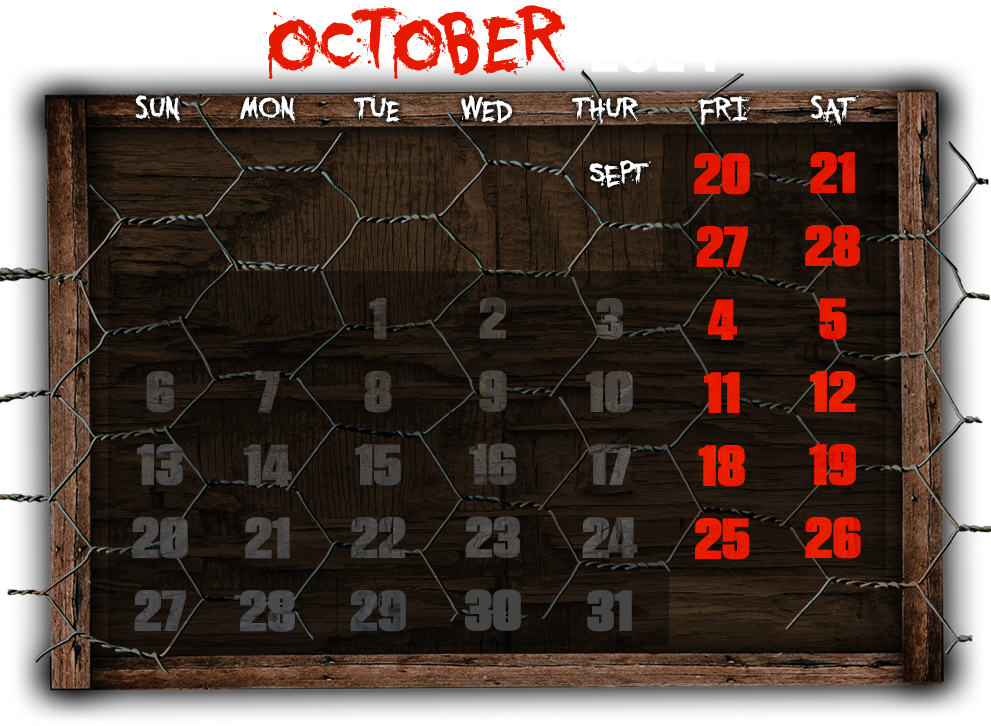 haunted chicken house calendar